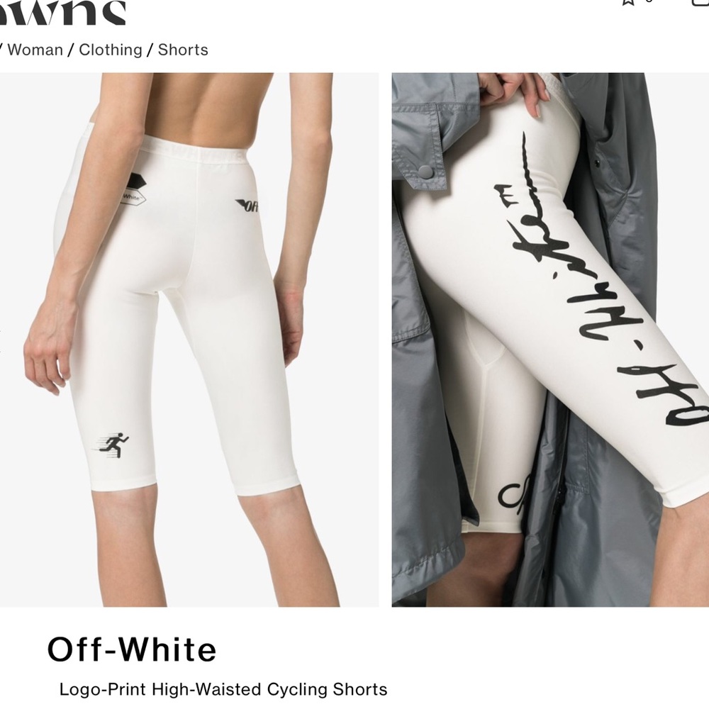 Off White Cropped Biker Short